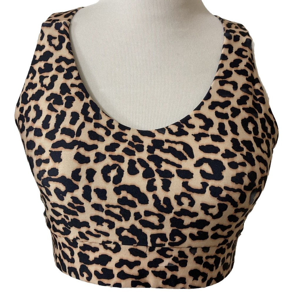 Kyodan Leopard Print Racerback Sports Bra Sz M Padded Smooth Form Fitting